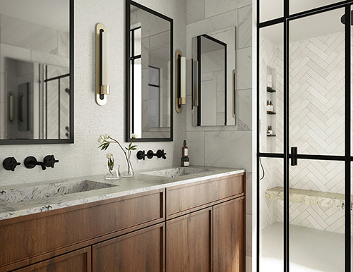 Bianco Dolomiti and Cipollino Marble Bathroom | Photo Gallery ...